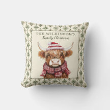 Almohada de Navidad para familia con vaca de las H