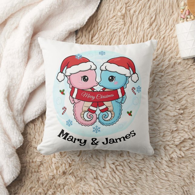 Almohada de Navidad personalizada para pareja de c (Manta)