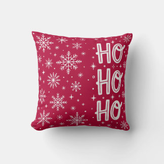 Almohada de Navidad Roja Ho Ho Ho con Copo de Niev