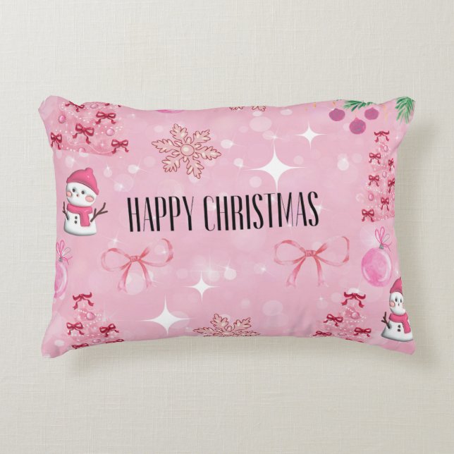 Almohada de Navidad Rosa Soñador, Fiesta de Niña S (Anverso)