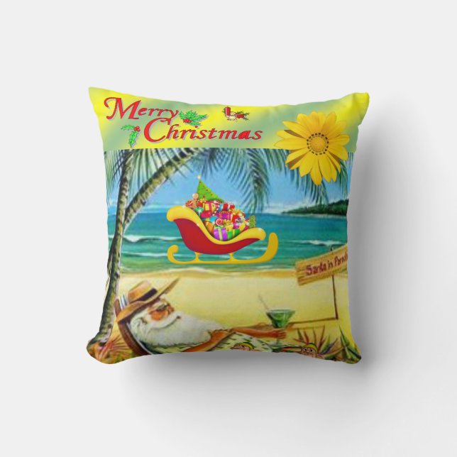 Almohada de Navidad, Santa holgazán de la playa de (Anverso)