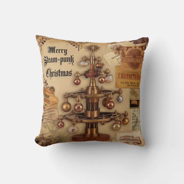 Almohada de Navidad Steampunk (Anverso)