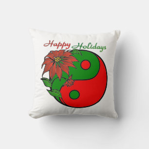 Almohada de Navidad Yin Yang Poinsettia