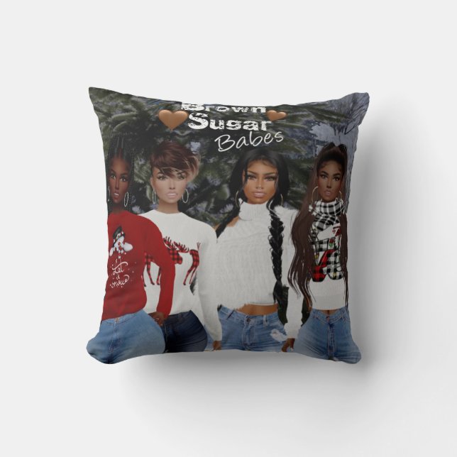 Almohada de nenas azucareras marrones 2 (Anverso)