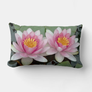 Almohada de Nenúfar flotante rosa y blanco 2 caras
