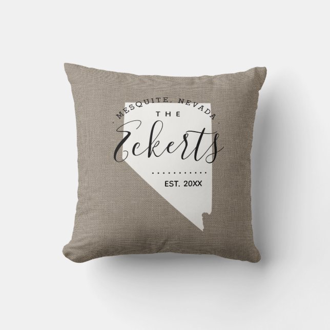 Almohada de Nevada con monograma familiar (Anverso)