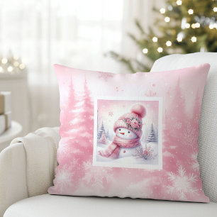 Almohada de nieve de bosque invernal Pinkmas para 