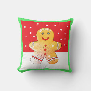 Almohada de nieve del niño de pan de jengibre cuad