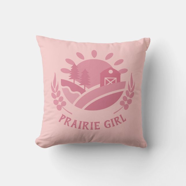 Almohada de niña de la pradera rosa (Anverso)