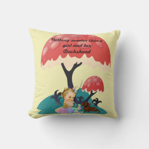 Almohada de niña y dachshund