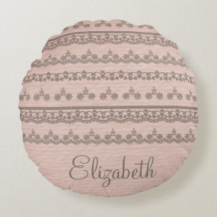 Almohada de nombre Dusty Rose de encaje vintage ch