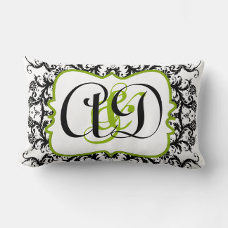 Almohada de Novia en Monograma de Damasco Negro