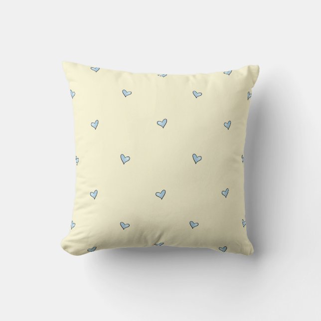 Almohada de nursery con estampado de corazón azul  (Anverso)