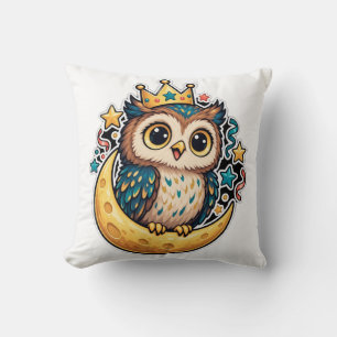 Almohada de nursery de búho lindo corona de luna r