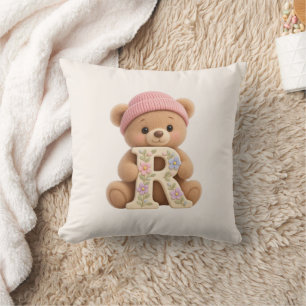 Almohada de nursery inicial de osito de peluche y