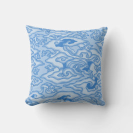 Almohada de Olas Blancas y Azules Psicodélicas