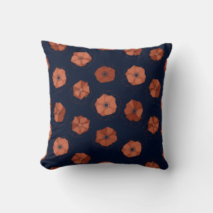 Almohada de origami de anémona de terracota impres