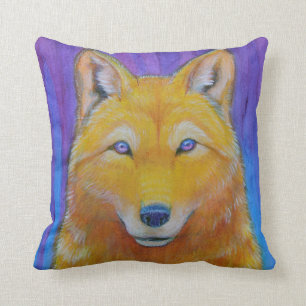 Almohada de oro de la cabeza del lobo de la