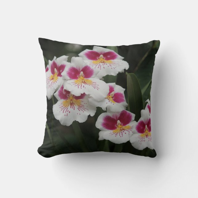 Almohada de orquídea rosa/blanca (personalizada) (Anverso)