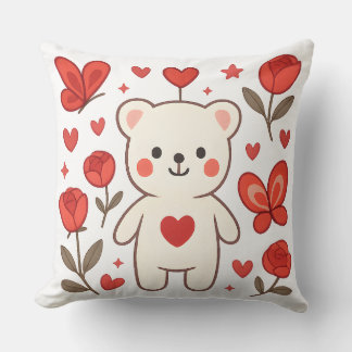 Almohada de Oso Adorable con Corazón