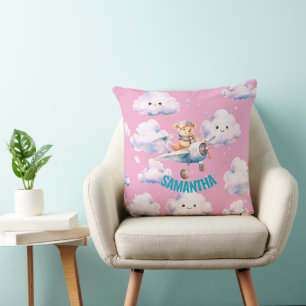 Almohada de oso de peluche aviador rosa
