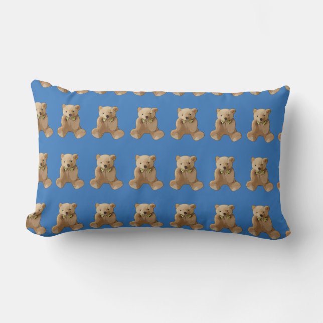 Almohada de oso de peluche azul personalizada (Anverso)