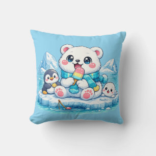 Almohada de oso polar ártico lindo y feliz estilo 