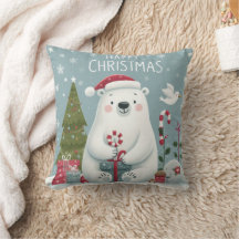 almohada de oso polar navidad