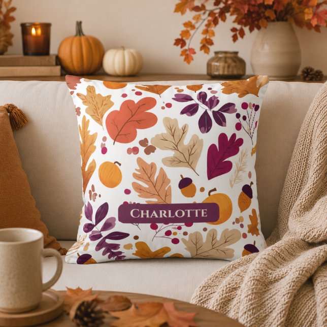 Almohada de Otoño Personalizada – Hojas de Otoño y (Subido por el creador)