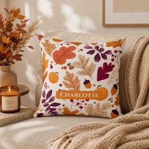 Almohada de otoño personalizada – Hojas de otoño y