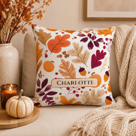 Almohada de otoño personalizada – Hojas de otoño y