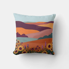 Almohada de paisaje abstracto - Tangerina y ciruel