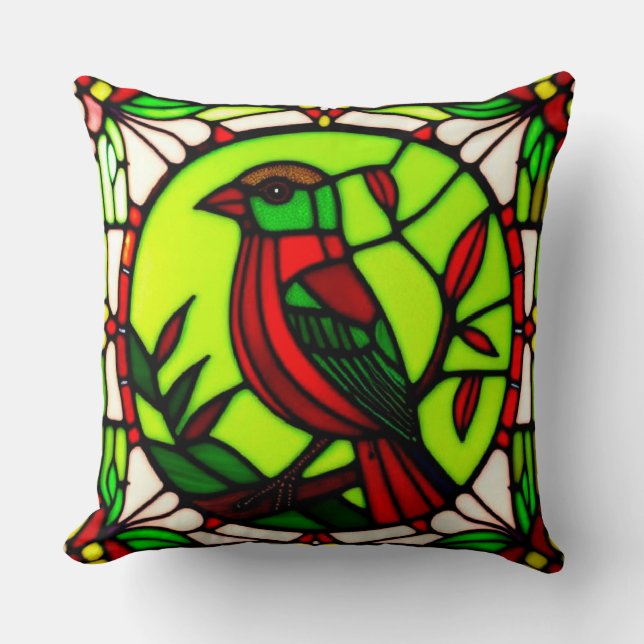 Almohada de Pájaro de Vidrio Pintado Decoración de (Anverso)