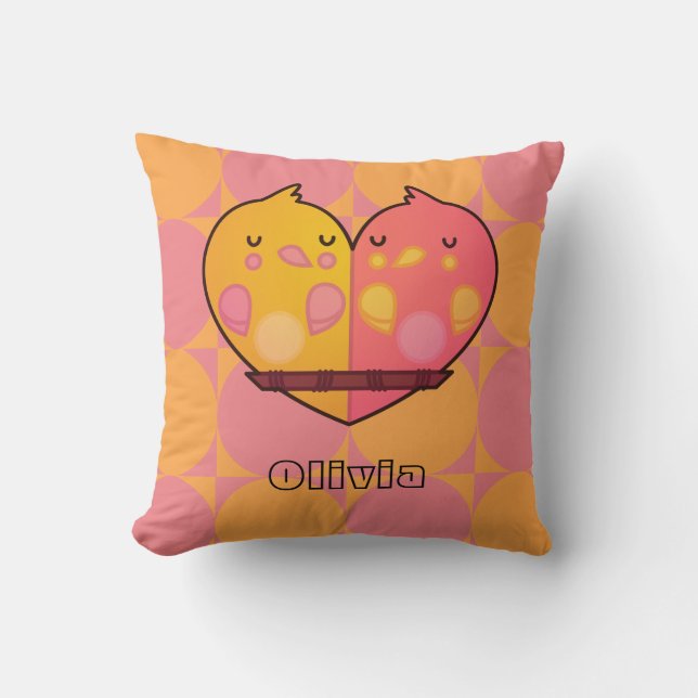 Almohada de pájaros en una percha (Anverso)