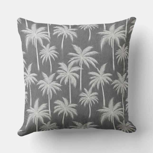 Almohada de Palm Trees Gris Tropical Vibes (Reverso )