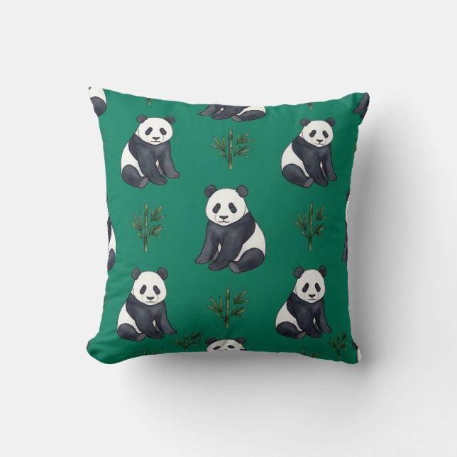 Almohada de Panda Verde Esmeralda (Anverso)