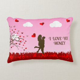 almohada de pareja romántica rosa