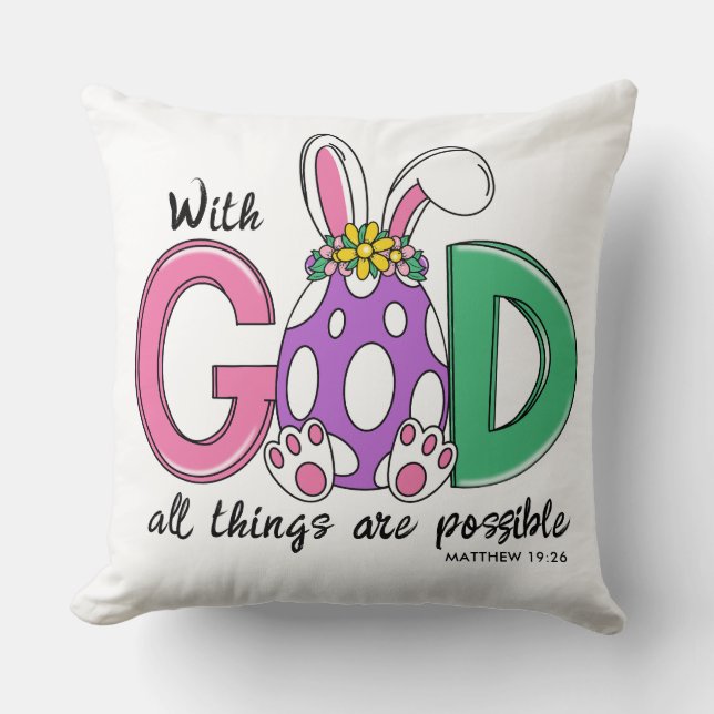 Almohada de Pascua Con Dios Todo Es Posible (Anverso)