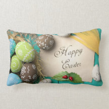 almohada de Pascua con la inscripción.