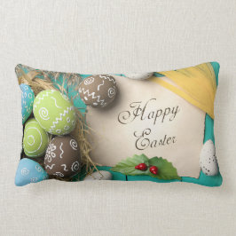 almohada de Pascua con la inscripción.