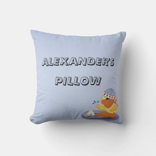 Almohada de pato lindo y barco de vela (Anverso)