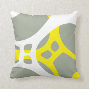 almohada de patrón abstracto amarillo blanco y gri