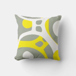 almohada de patrón abstracto amarillo blanco y gri