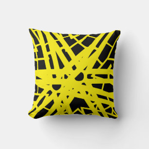almohada de patrón abstracto amarillo y negro