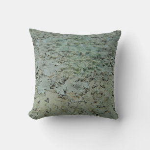 almohada de patrón abstracto de liquen gris verde 