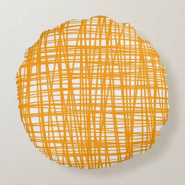 almohada de patrón blanco y naranja (Reverso)