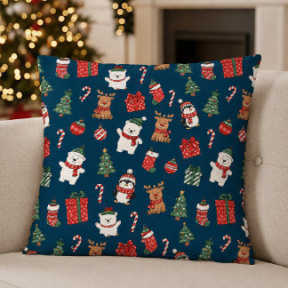 Almohada de patrón continuo de Navidad