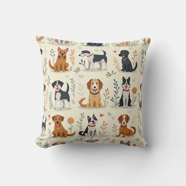 Almohada de Patrón de Amor de Cachorro (Anverso)