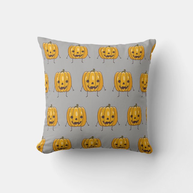 Almohada de patrón de calabaza de Halloween (Anverso)