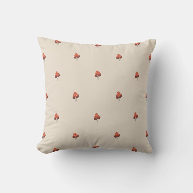 Almohada de Patrón de Champiñón Neutro (Anverso)